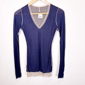 NWT Pete Y2K Alana Layered Tulle V-Neck Shirt